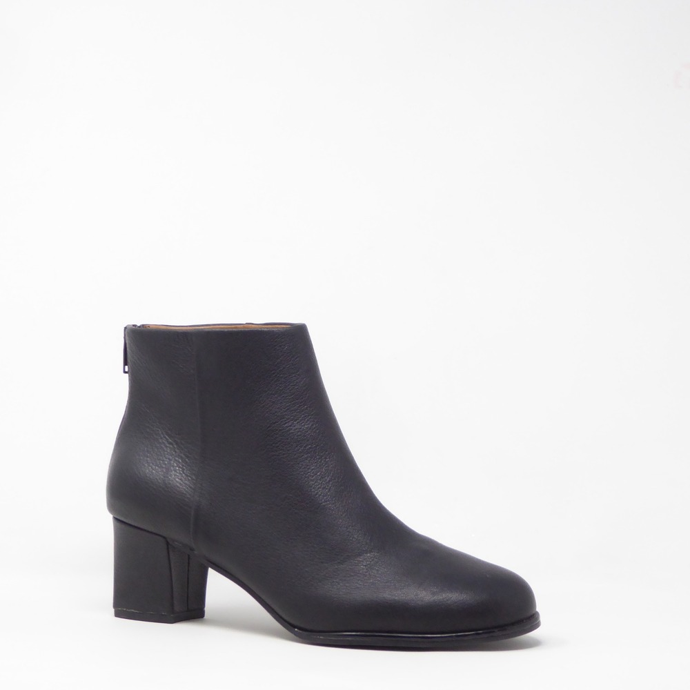 L'Amour Des Pieds Women Ankle Boots Black Leather Block Heel Size 8M